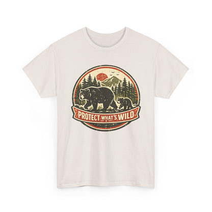 Bear and Cub Retro Badge Tee | Protect What's Wild | Wildlife Lover Gift | Unisex