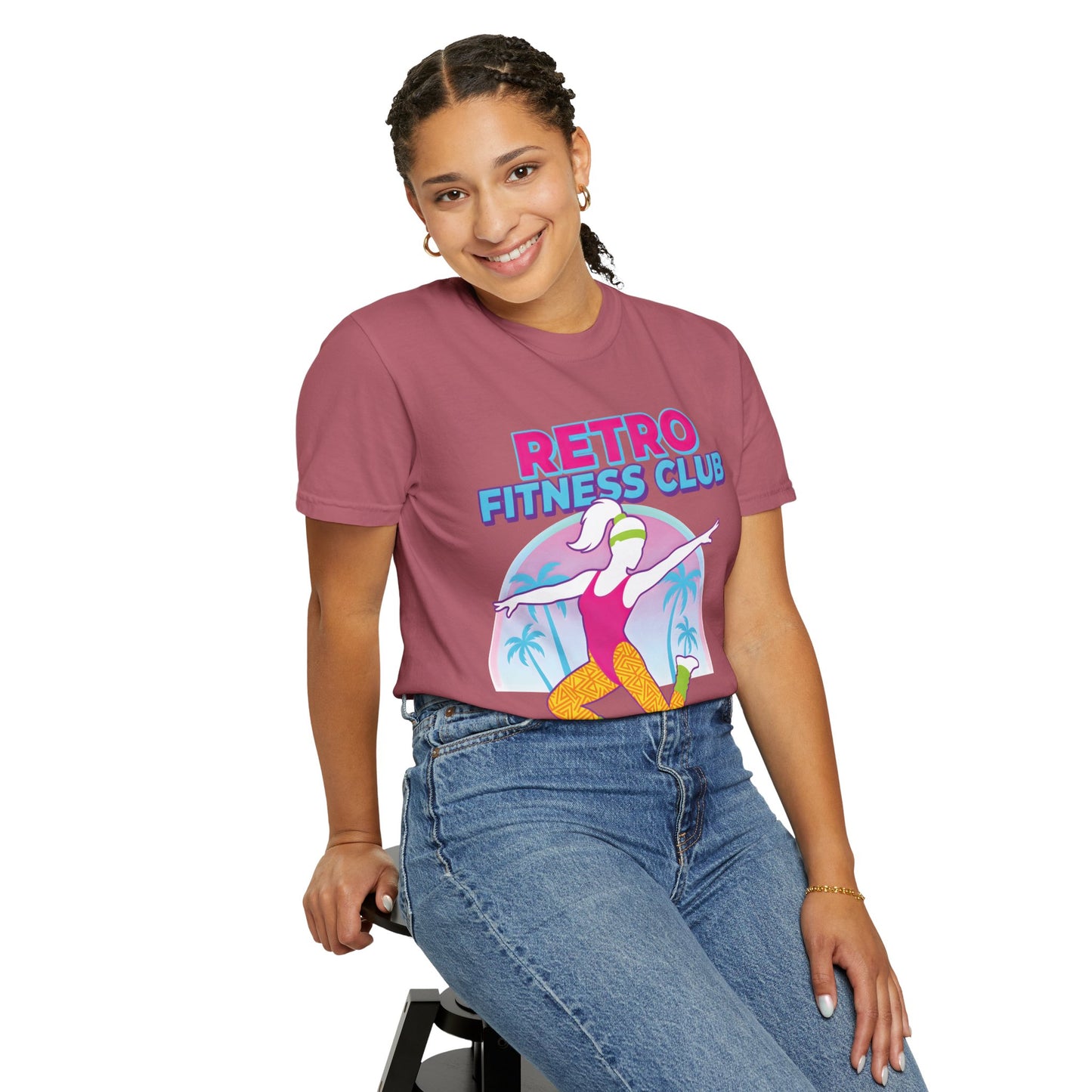 Retro Fitness Club 80s Aerobics Graphic Tee | Vintage Gym Shirt Women