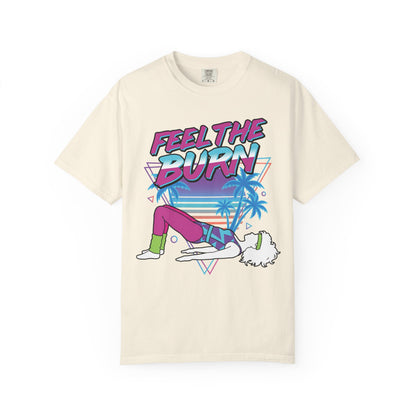 Feel the Burn Neon 80s Aerobics Graphic Tee | Retro Workout Shirt Women