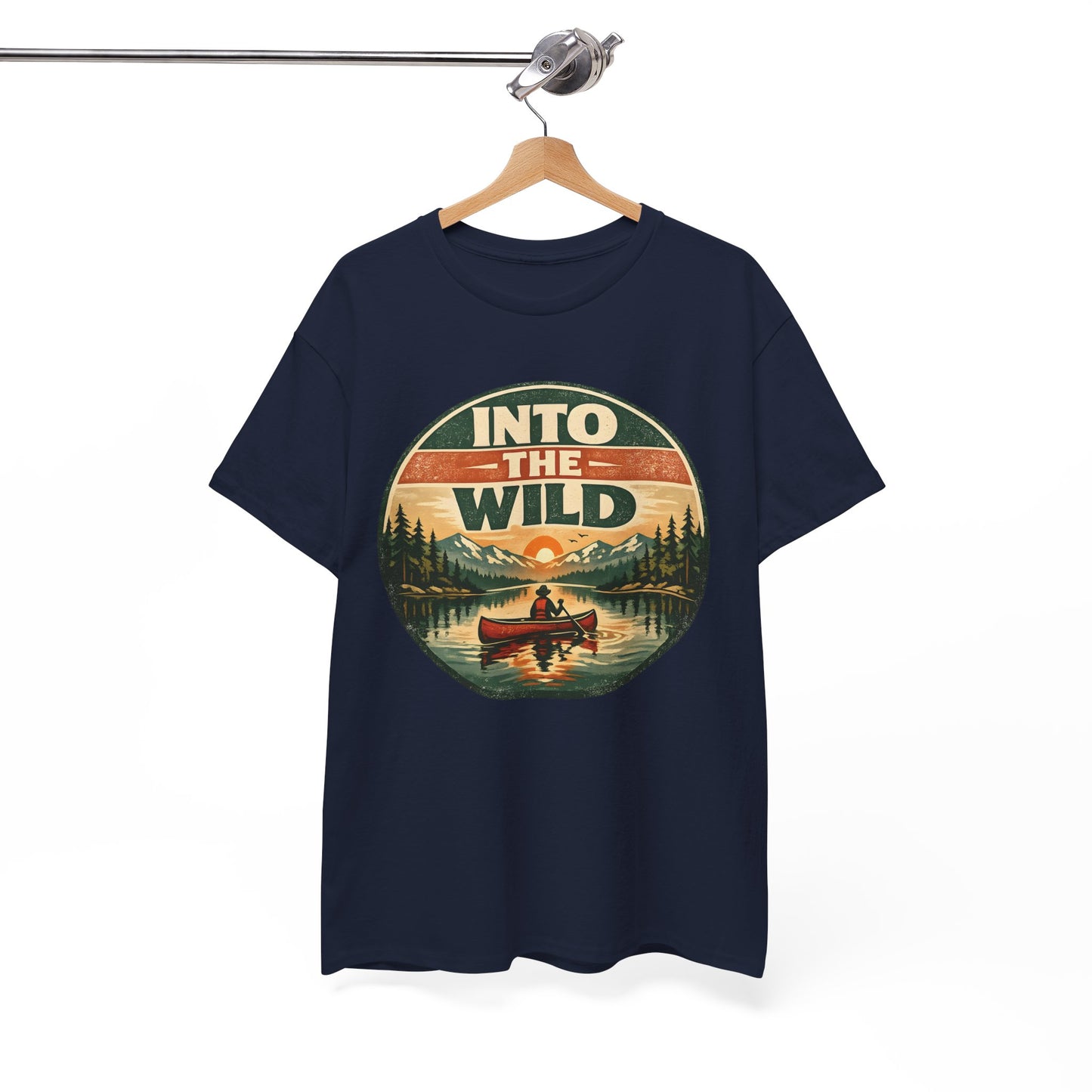 Into the Wild Canoe Badge Tee | Vintage Outdoor Graphic Shirt | Camping Adventure Gift