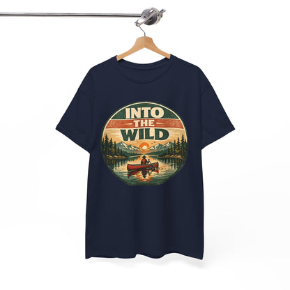 Into the Wild Canoe Badge Tee | Vintage Outdoor Graphic Shirt | Camping Adventure Gift