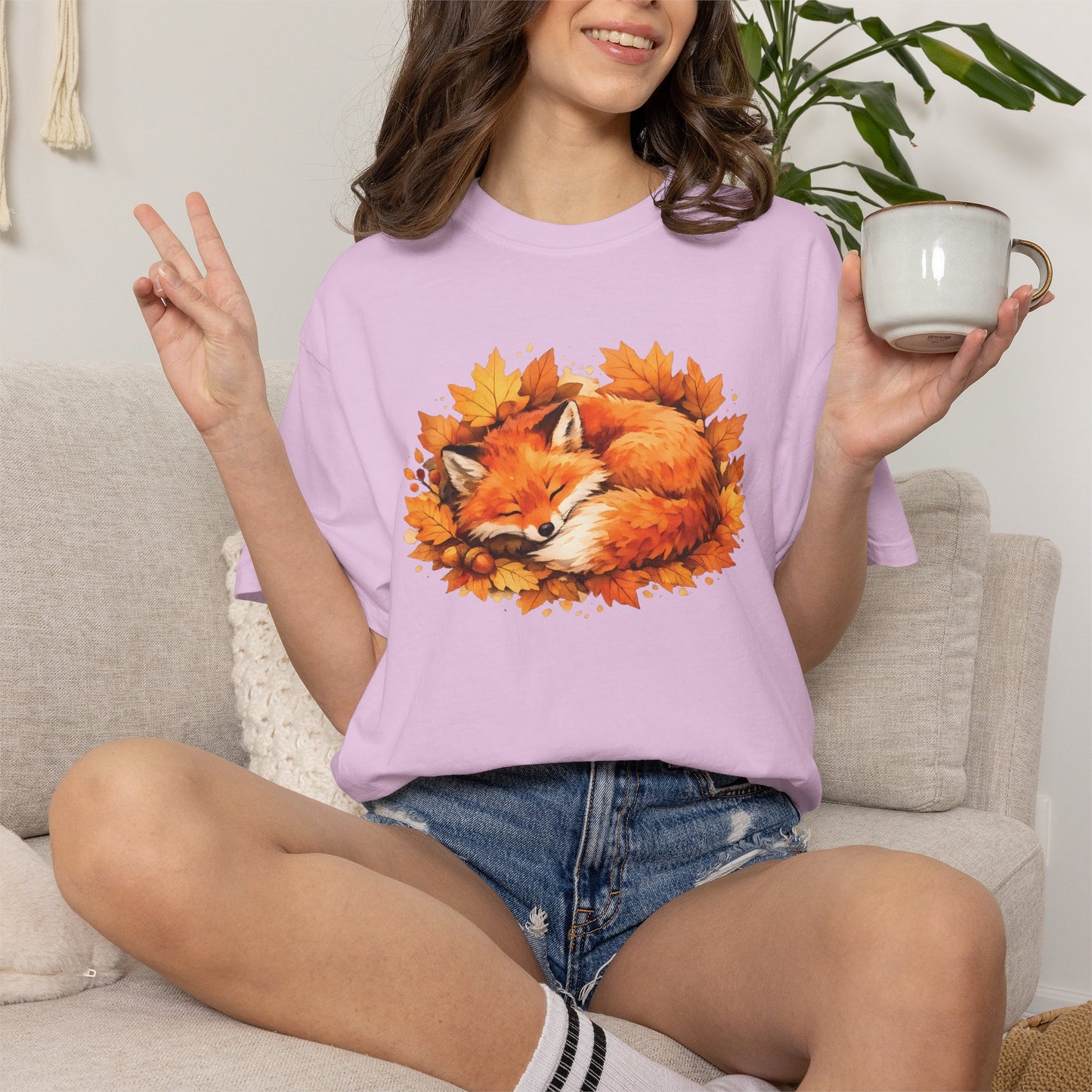 Sleeping Fox Watercolor Graphic Tee | Cozy Woodland Animal Shirt | Nature Lover Gift