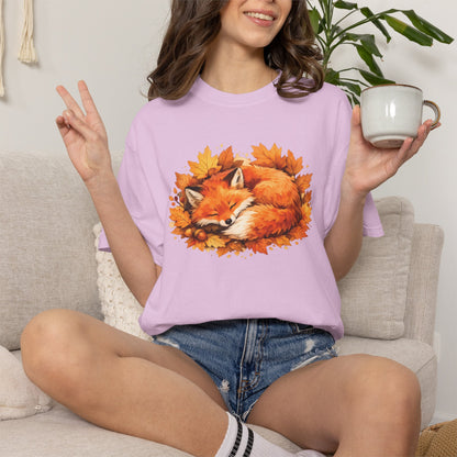 Sleeping Fox Watercolor Graphic Tee | Cozy Woodland Animal Shirt | Nature Lover Gift