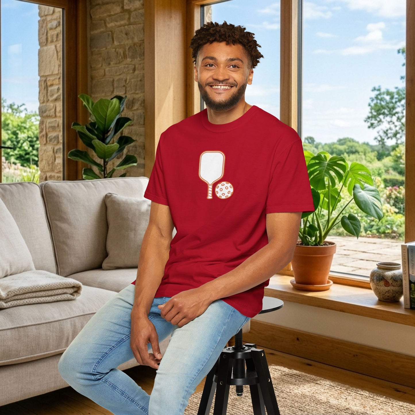Pickleball Paddle And Ball Icon Tee Minimalist Pickler Unisex T-Shirt