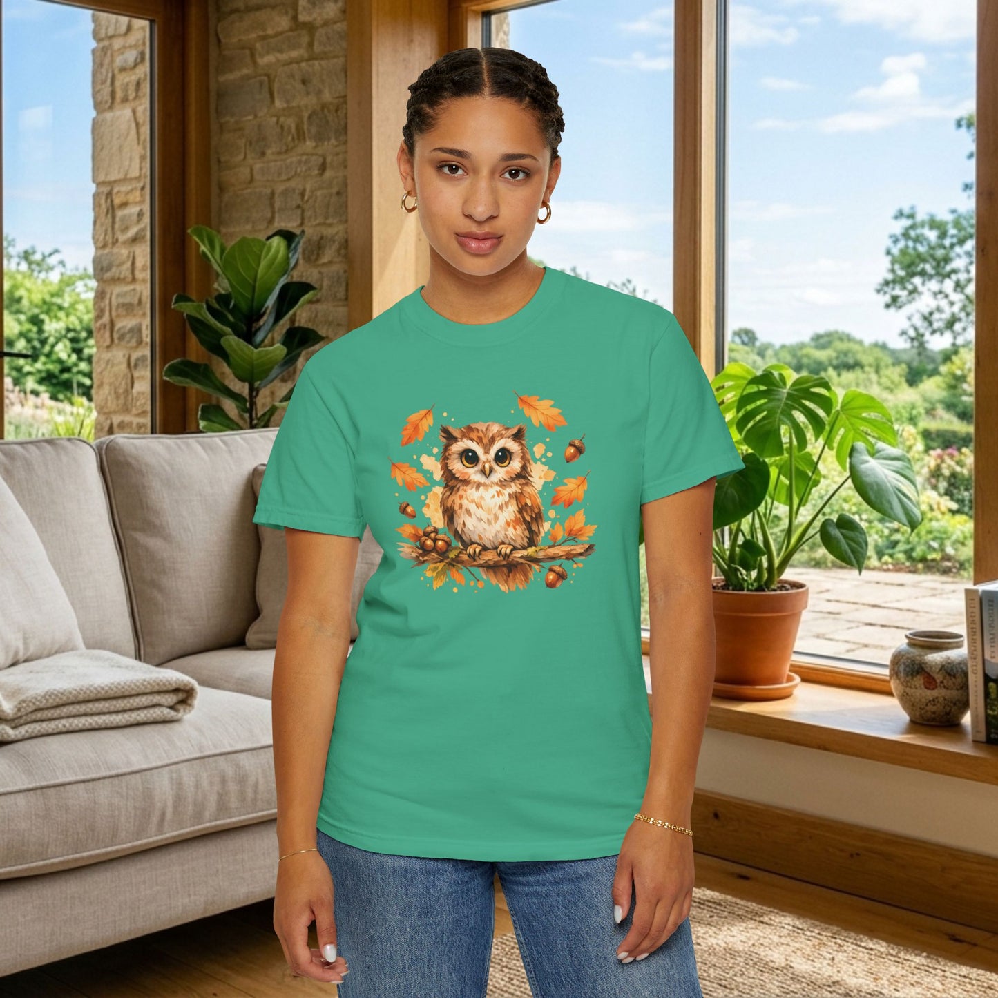 Watercolor Owl Graphic Tee | Autumn Wildlife Art Shirt | Owl Lover Gift