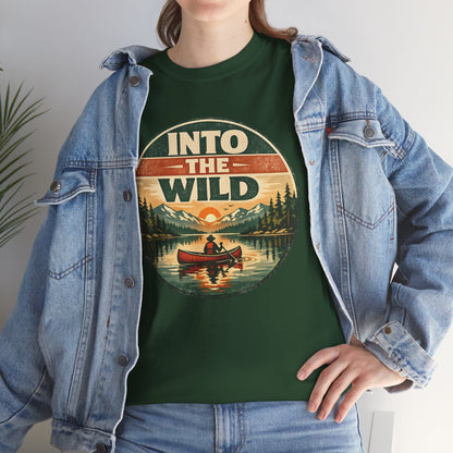 Into the Wild Canoe Badge Tee | Vintage Outdoor Graphic Shirt | Camping Adventure Gift