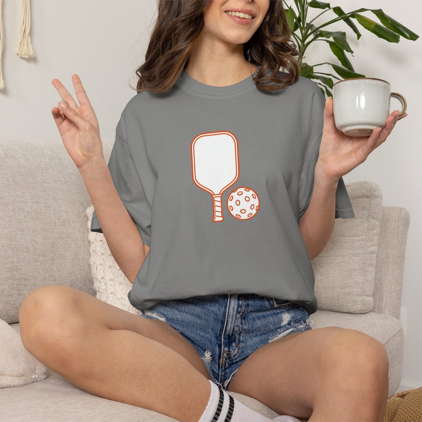 Pickleball Paddle And Ball Icon Tee Minimalist Pickler Unisex T-Shirt