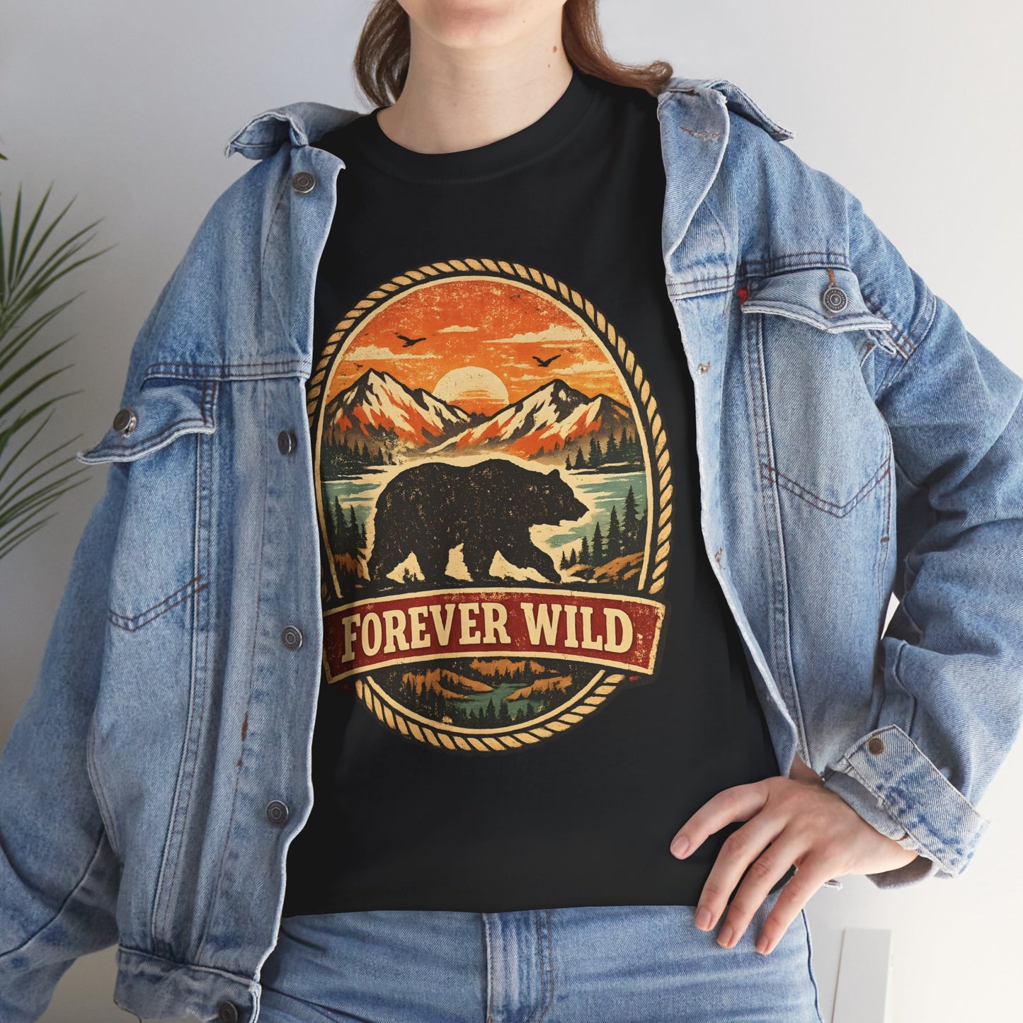 Grizzly Bear Forever Wild Badge Tee | Vintage National Park Shirt | Nature Lover Gift