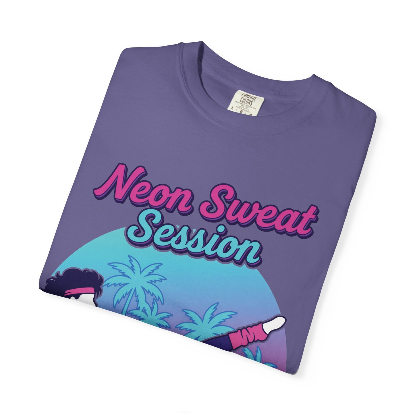 Neon Sweat Session Retro 80s Aerobics Graphic Tee | Vintage Workout Shirt