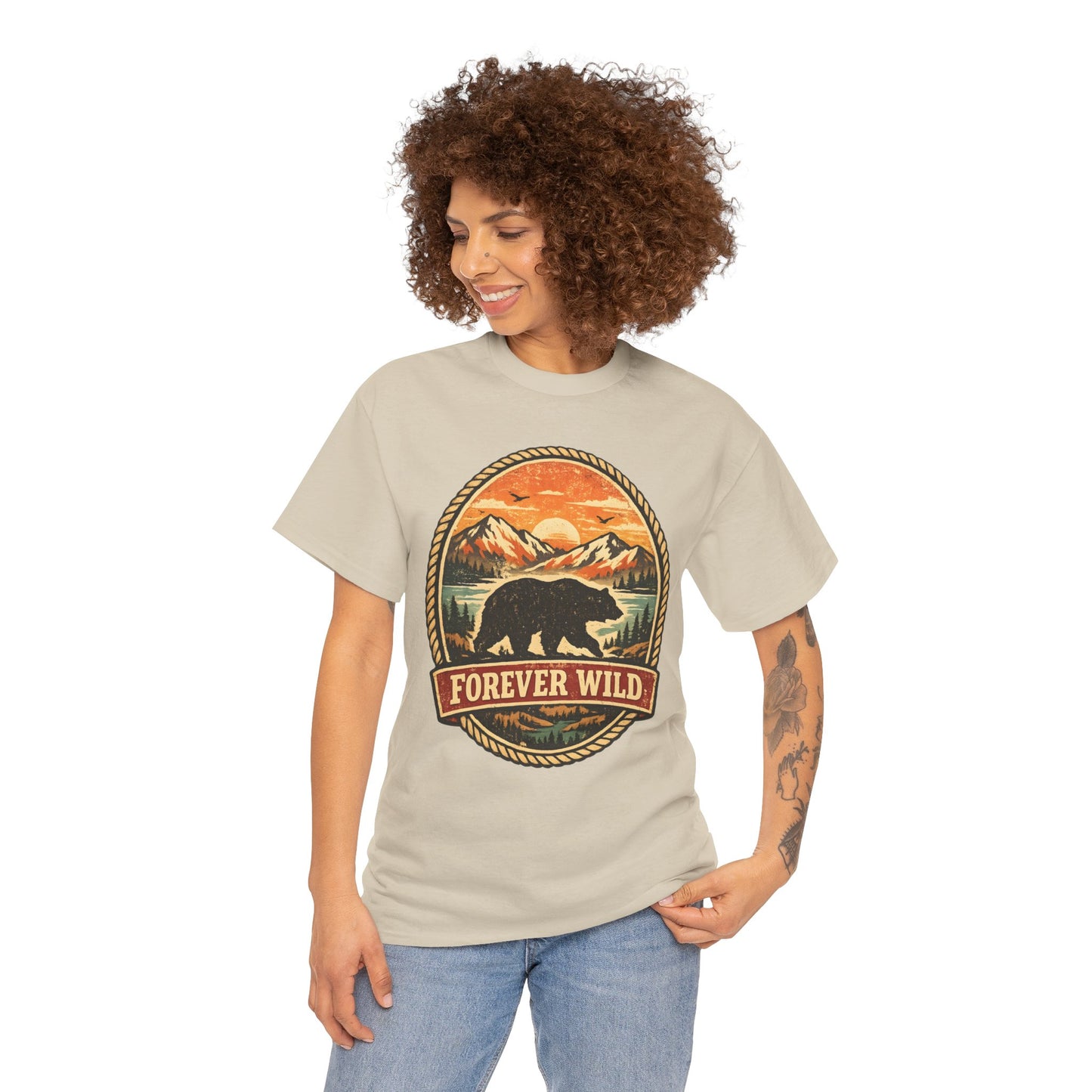 Grizzly Bear Forever Wild Badge Tee | Vintage National Park Shirt | Nature Lover Gift
