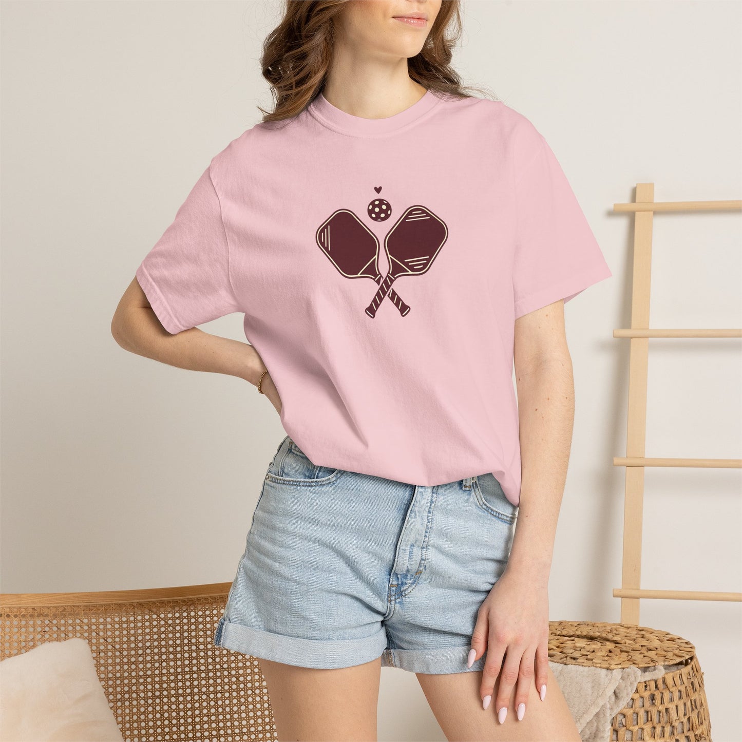 Pickleball Heart Icon Tee Pickler Love Minimalist Graphic Unisex Shirt