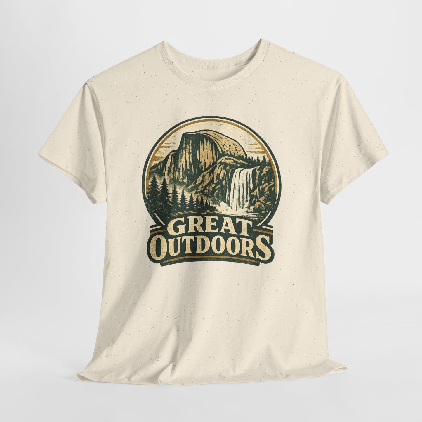 Great Outdoors Retro Badge Tee | Yosemite Half Dome Graphic Shirt | Camping Gift