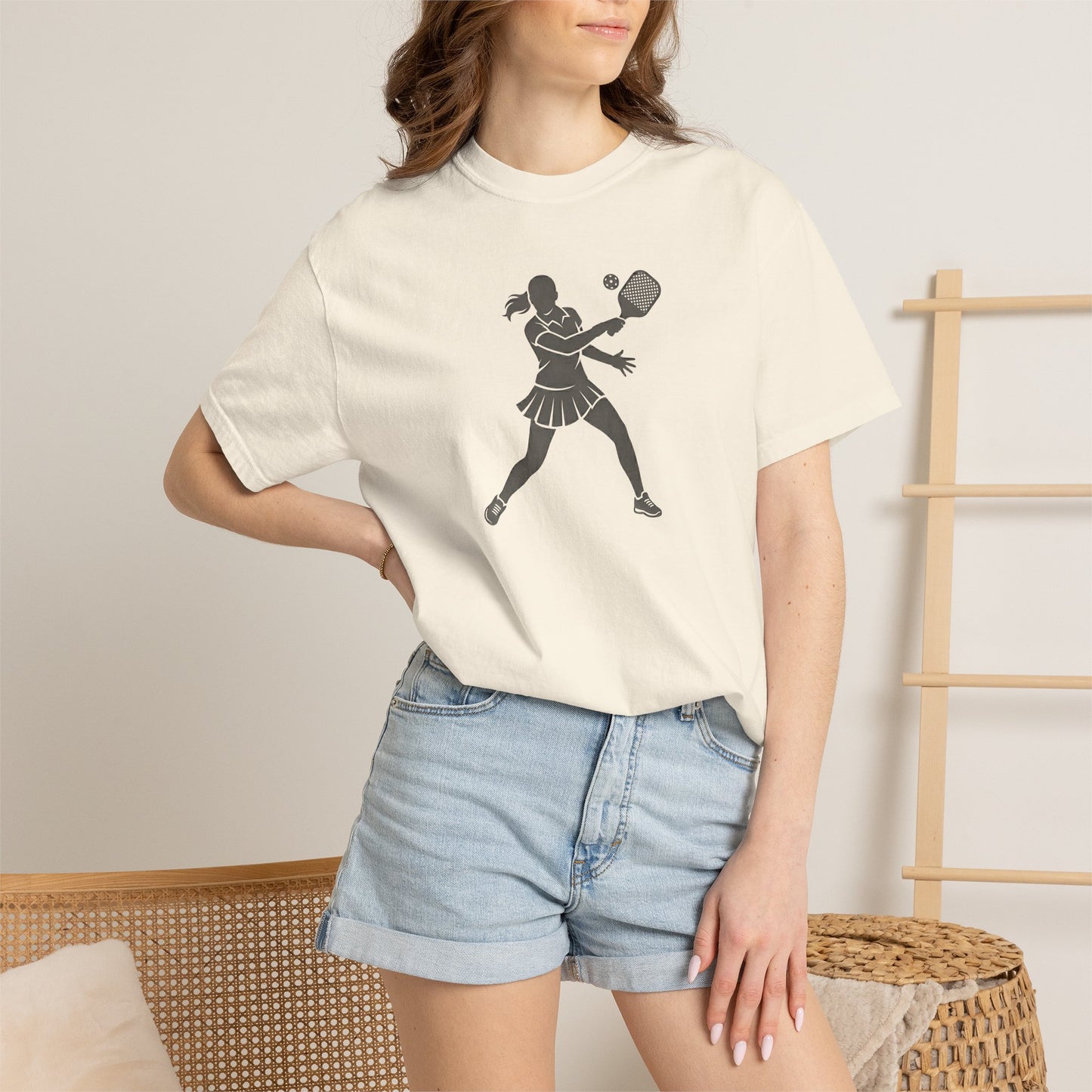 Pickleball Female Silhouette Icon Tee Minimalist Pickler Graphic Women T-Shirt