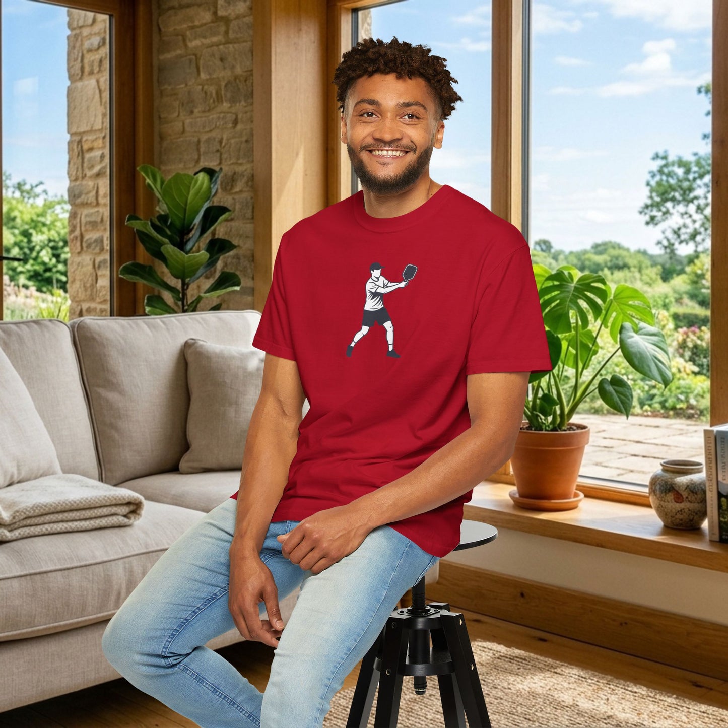 Pickleball Player Silhouette Tee Pickler Minimalist Men's Graphic Shirt