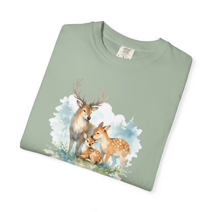Watercolor Deer Family Tee | Forest Wildlife Art Shirt | Nature Lover Gift | Unisex