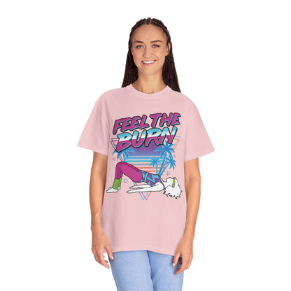 Feel the Burn Neon 80s Aerobics Graphic Tee | Retro Workout Shirt Women