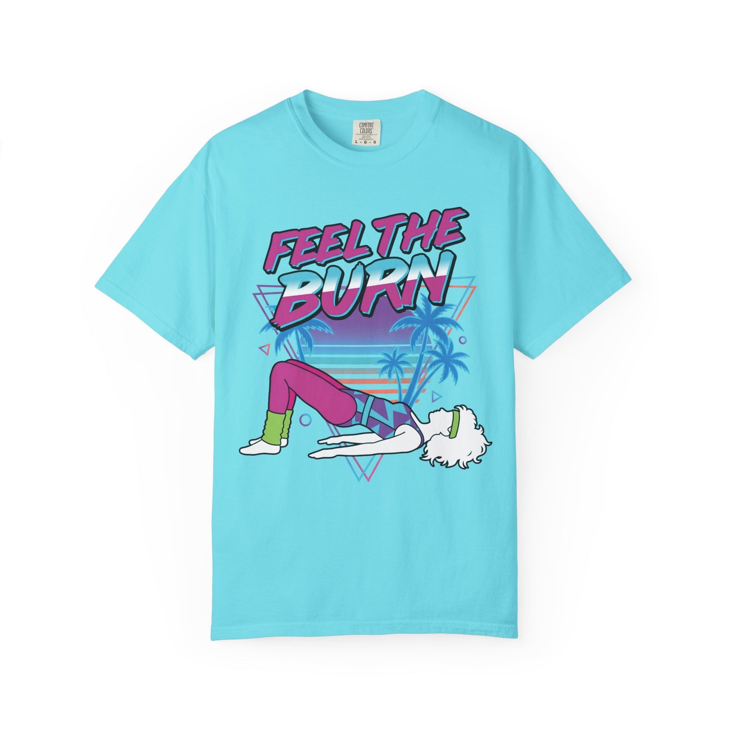 Feel the Burn Neon 80s Aerobics Graphic Tee | Retro Workout Shirt Women