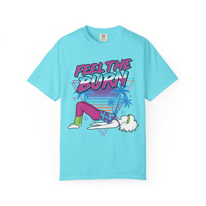 Feel the Burn Neon 80s Aerobics Graphic Tee | Retro Workout Shirt Women