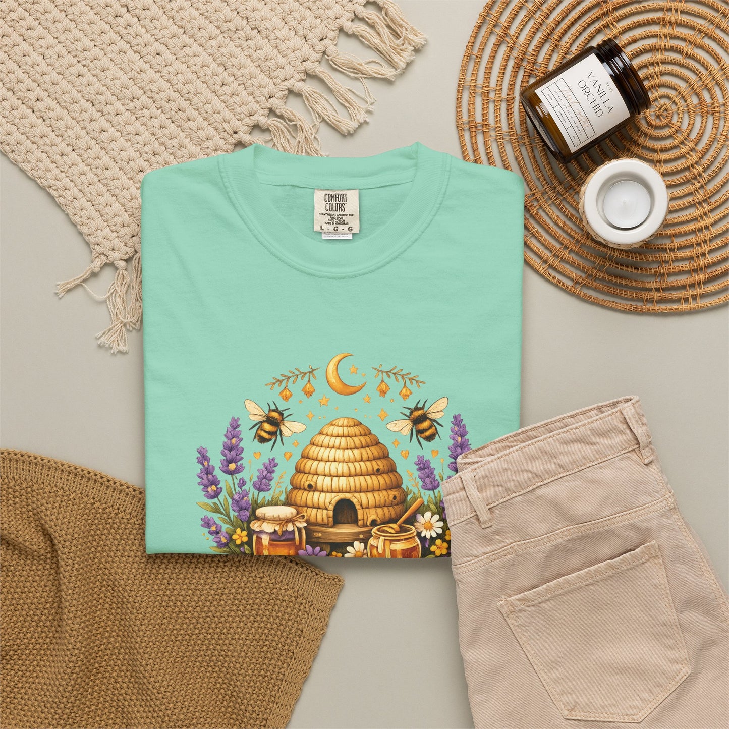 Beehive Honey and Lavender Tee | Vintage Nature Art Shirt | Botanical Garden Gift