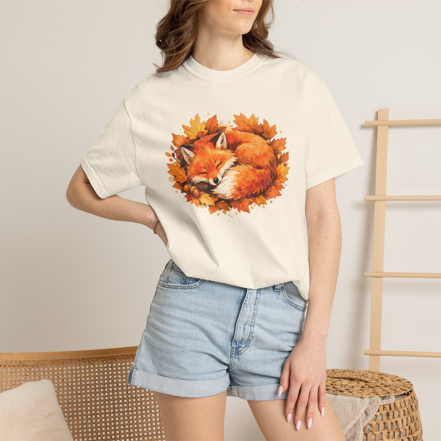 Sleeping Fox Watercolor Graphic Tee | Cozy Woodland Animal Shirt | Nature Lover Gift