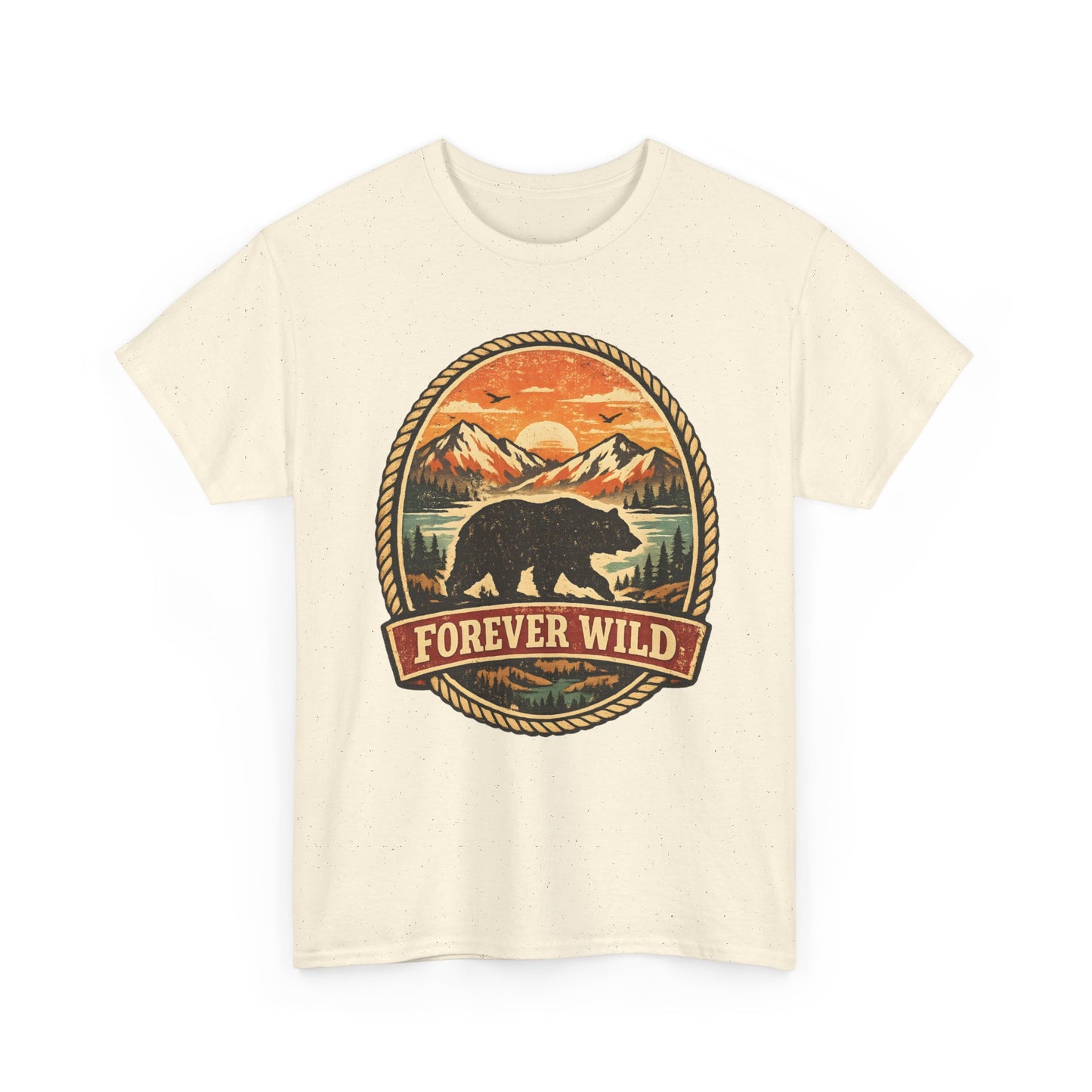 Grizzly Bear Forever Wild Badge Tee | Vintage National Park Shirt | Nature Lover Gift