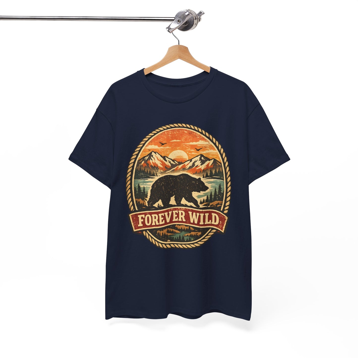 Grizzly Bear Forever Wild Badge Tee | Vintage National Park Shirt | Nature Lover Gift