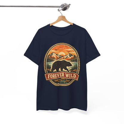Grizzly Bear Forever Wild Badge Tee | Vintage National Park Shirt | Nature Lover Gift