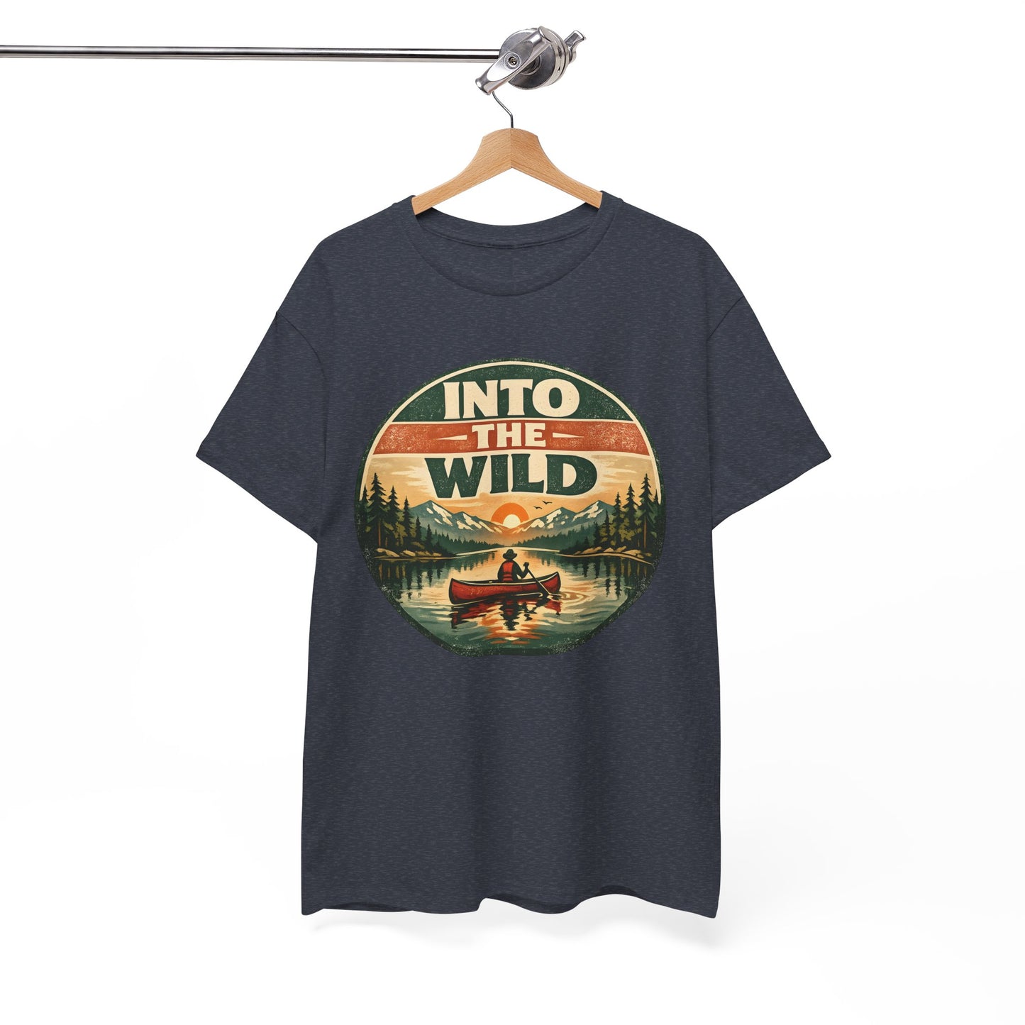 Into the Wild Canoe Badge Tee | Vintage Outdoor Graphic Shirt | Camping Adventure Gift