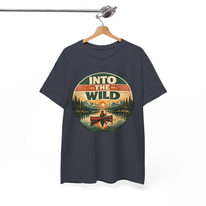 Into the Wild Canoe Badge Tee | Vintage Outdoor Graphic Shirt | Camping Adventure Gift