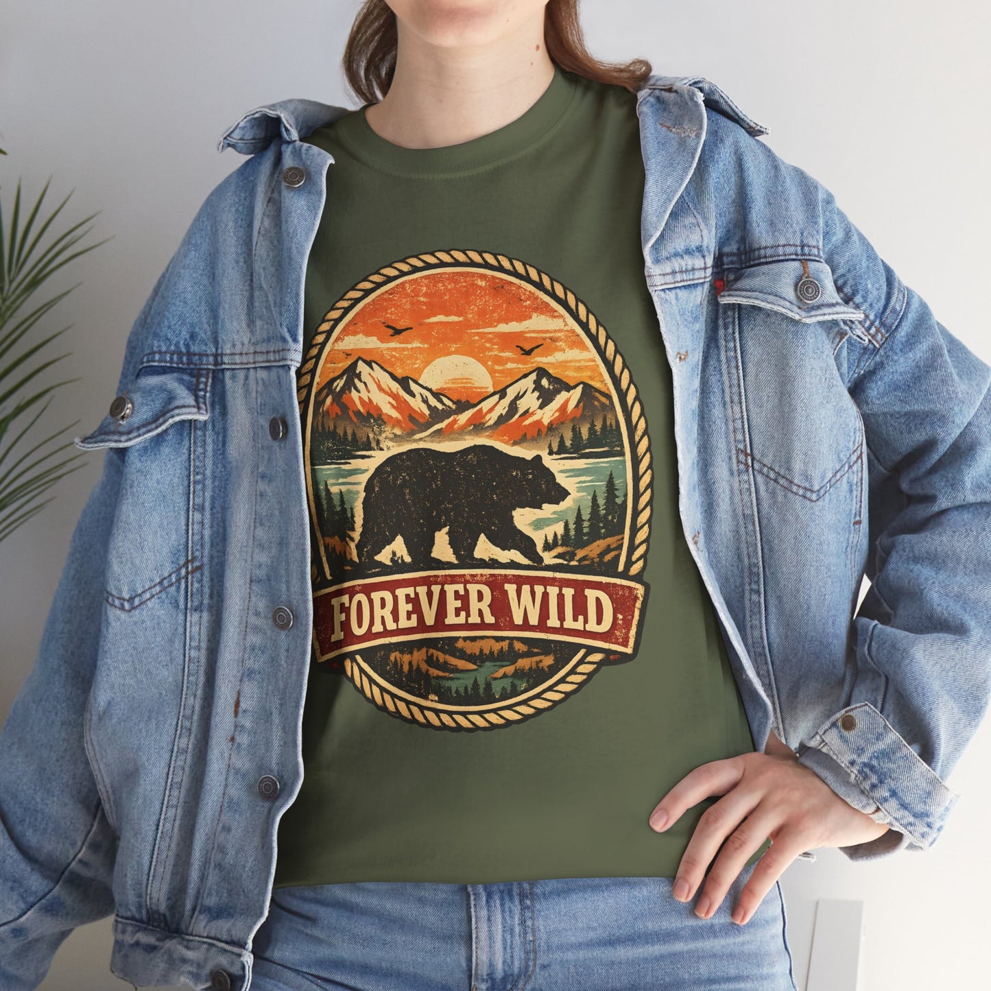 Grizzly Bear Forever Wild Badge Tee | Vintage National Park Shirt | Nature Lover Gift