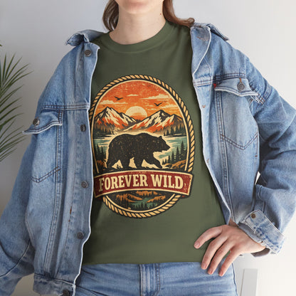 Grizzly Bear Forever Wild Badge Tee | Vintage National Park Shirt | Nature Lover Gift
