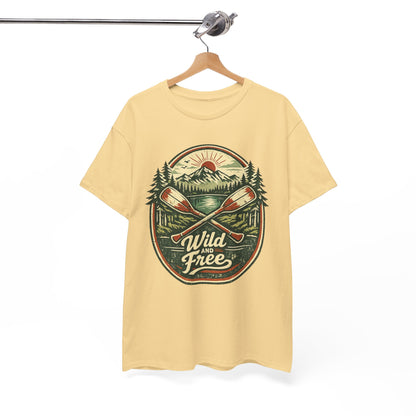 Wild and Free Badge Tee | Vintage Adventure Shirt | Outdoor Explorer Gift