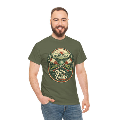 Wild and Free Badge Tee | Vintage Adventure Shirt | Outdoor Explorer Gift