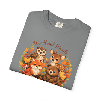 Woodland Friends Badge Watercolor Tee | Fox Bear Deer Owl Shirt | Nature Lover Gift