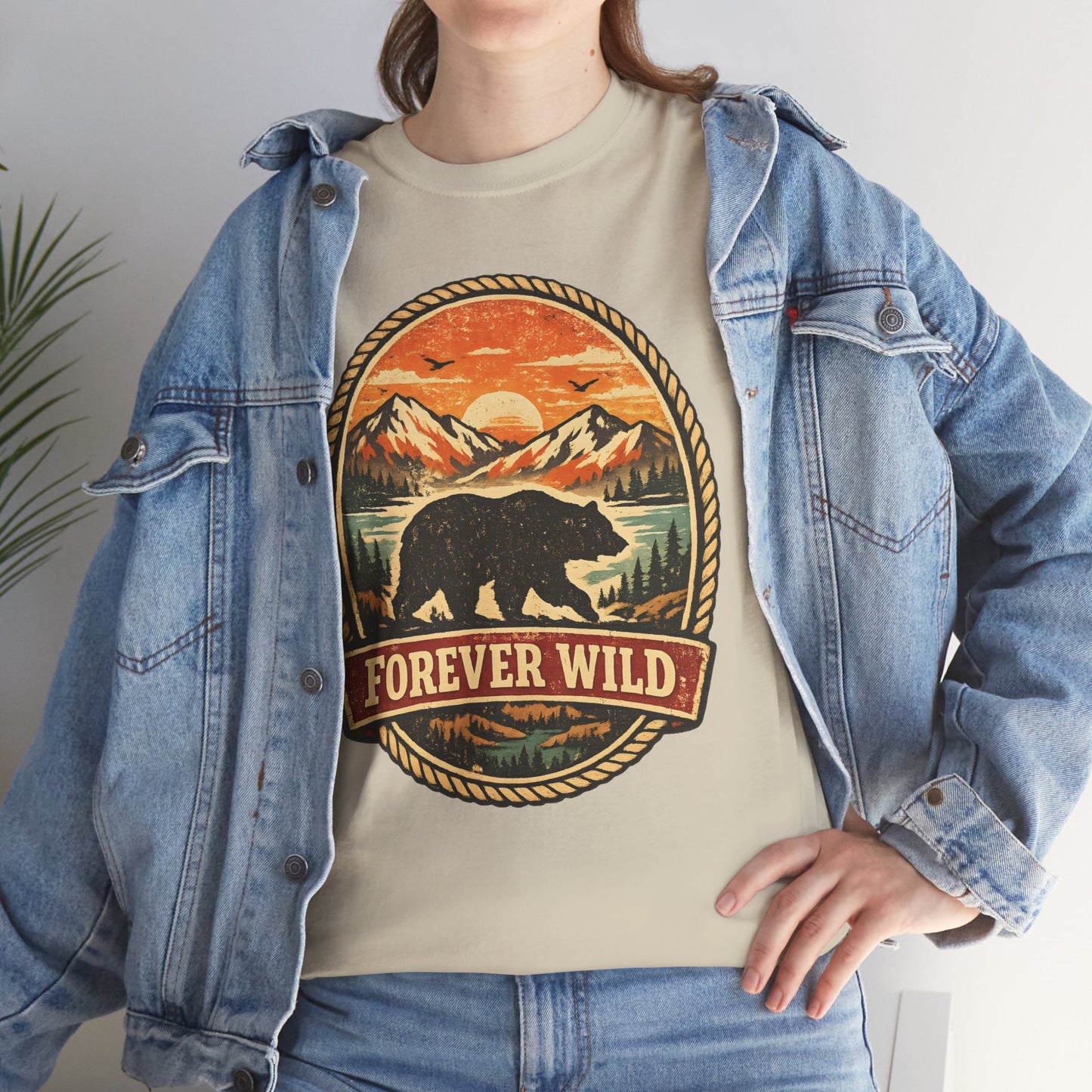 Grizzly Bear Forever Wild Badge Tee | Vintage National Park Shirt | Nature Lover Gift