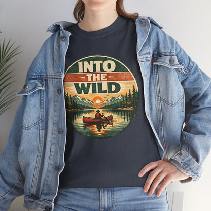 Into the Wild Canoe Badge Tee | Vintage Outdoor Graphic Shirt | Camping Adventure Gift