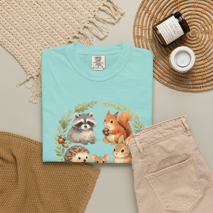 Woodland Animals Circle Watercolor Tee | Forest Creature Gift Shirt | Nature Lover