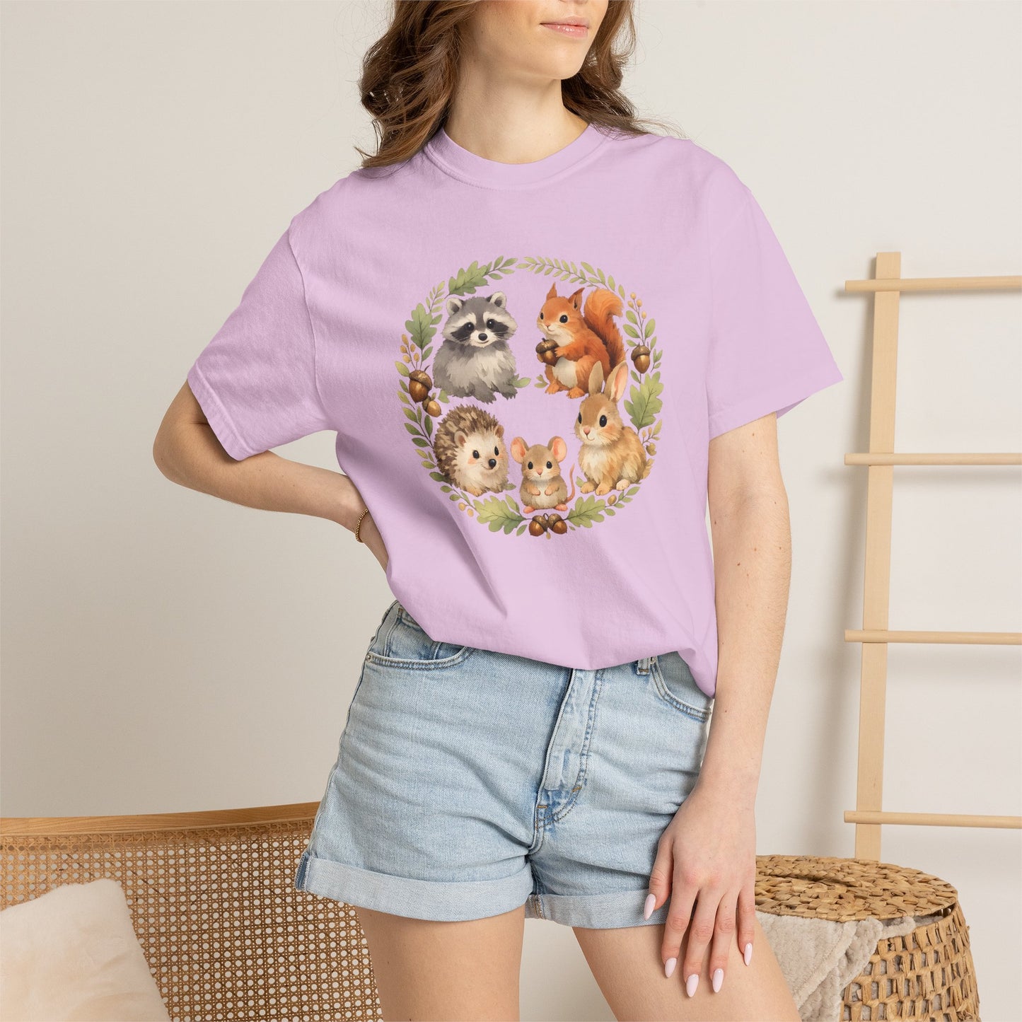 Woodland Animals Circle Watercolor Tee | Forest Creature Gift Shirt | Nature Lover