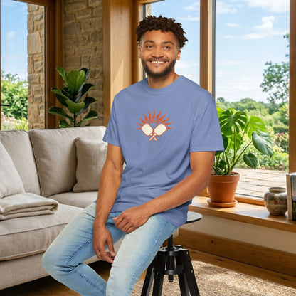 Pickleball Sun Badge Tee Pickler Vintage Minimalist Unisex Shirt