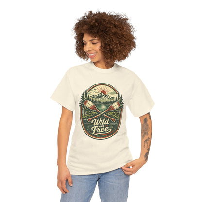 Wild and Free Badge Tee | Vintage Adventure Shirt | Outdoor Explorer Gift