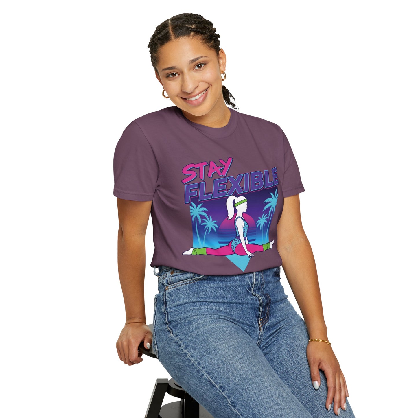 Stay Flexible Retro 80s Splits Aerobics Tee | Vintage Gym Shirt Women