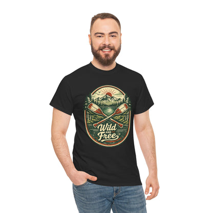 Wild and Free Badge Tee | Vintage Adventure Shirt | Outdoor Explorer Gift