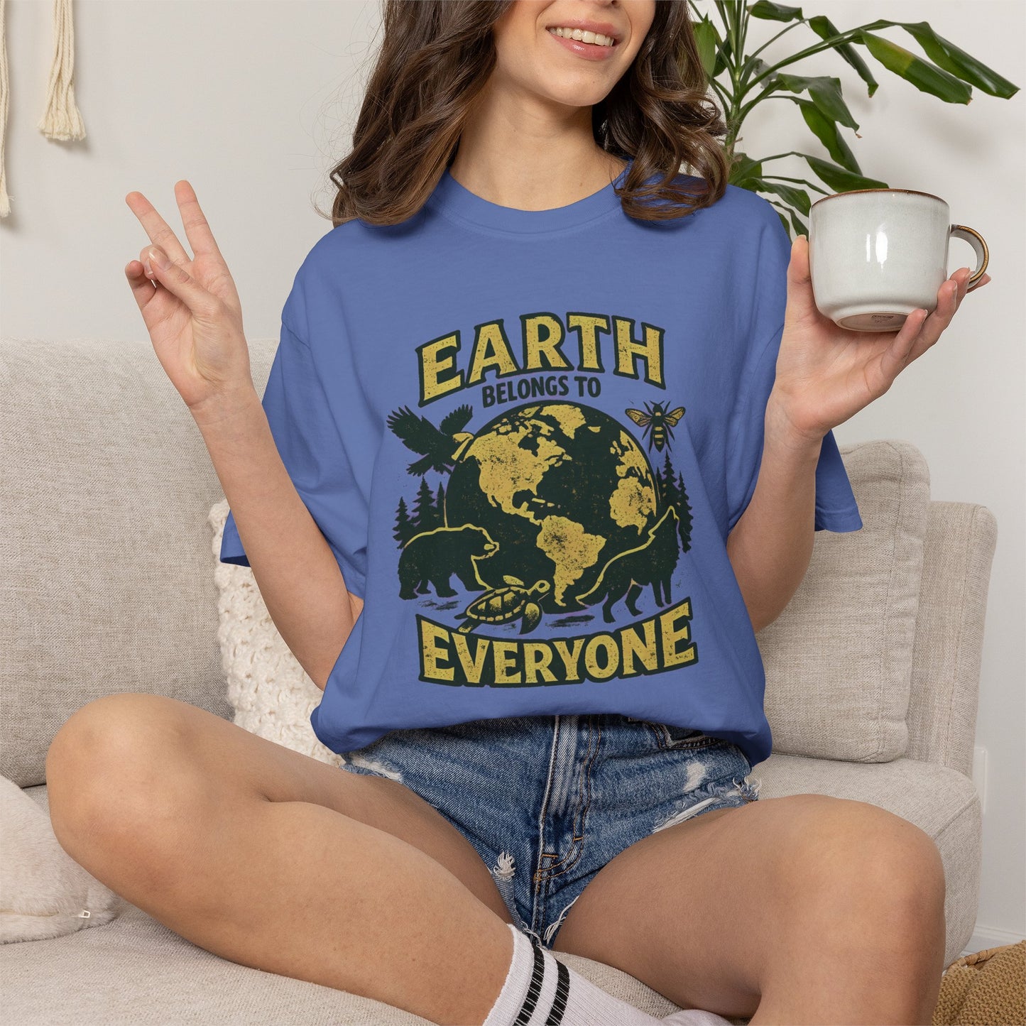 Earth Belongs to Everyone Earth Day Tee | Conservation Art Shirt | Wildlife Gift