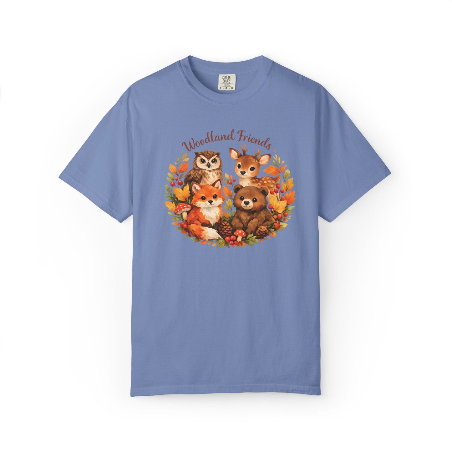 Woodland Friends Badge Watercolor Tee | Fox Bear Deer Owl Shirt | Nature Lover Gift