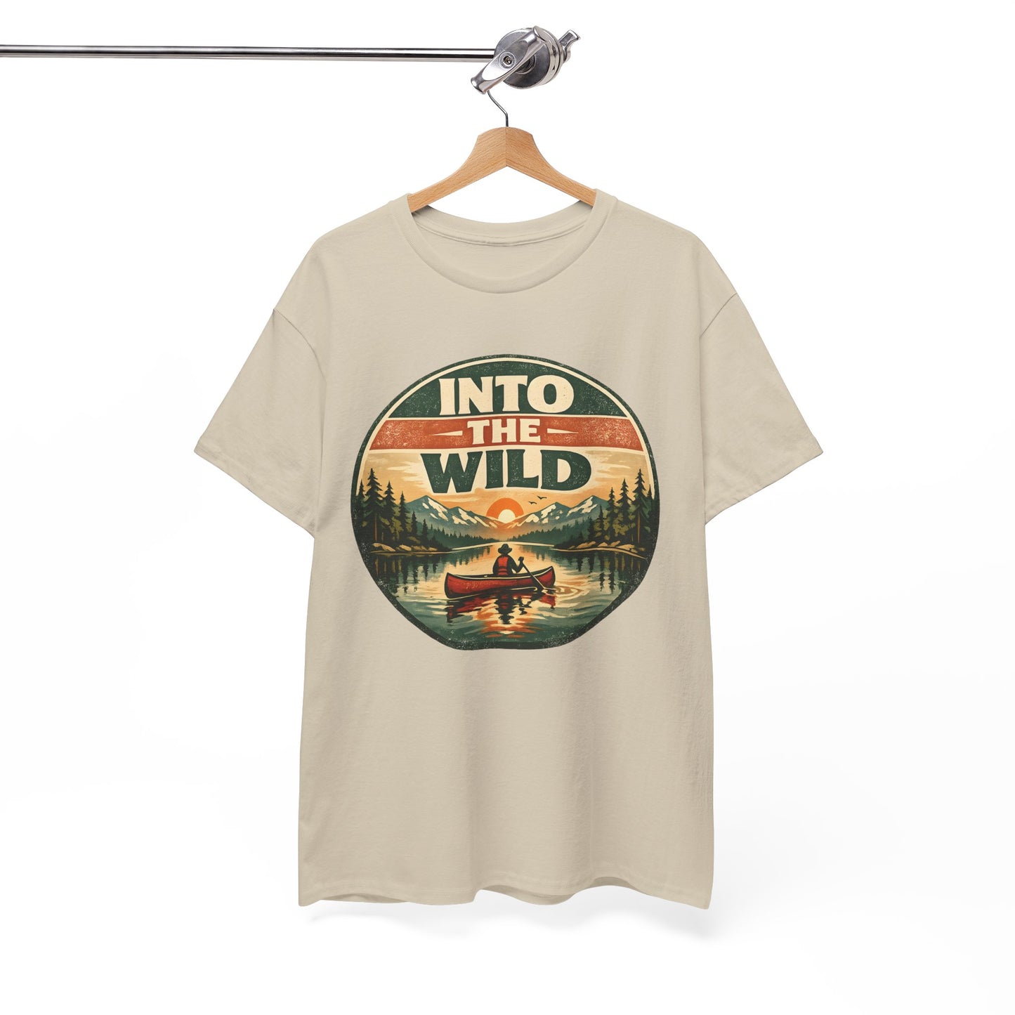 Into the Wild Canoe Badge Tee | Vintage Outdoor Graphic Shirt | Camping Adventure Gift