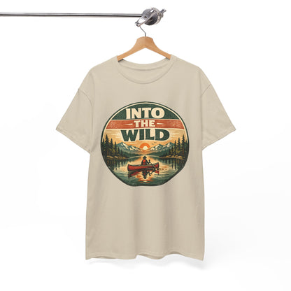 Into the Wild Canoe Badge Tee | Vintage Outdoor Graphic Shirt | Camping Adventure Gift