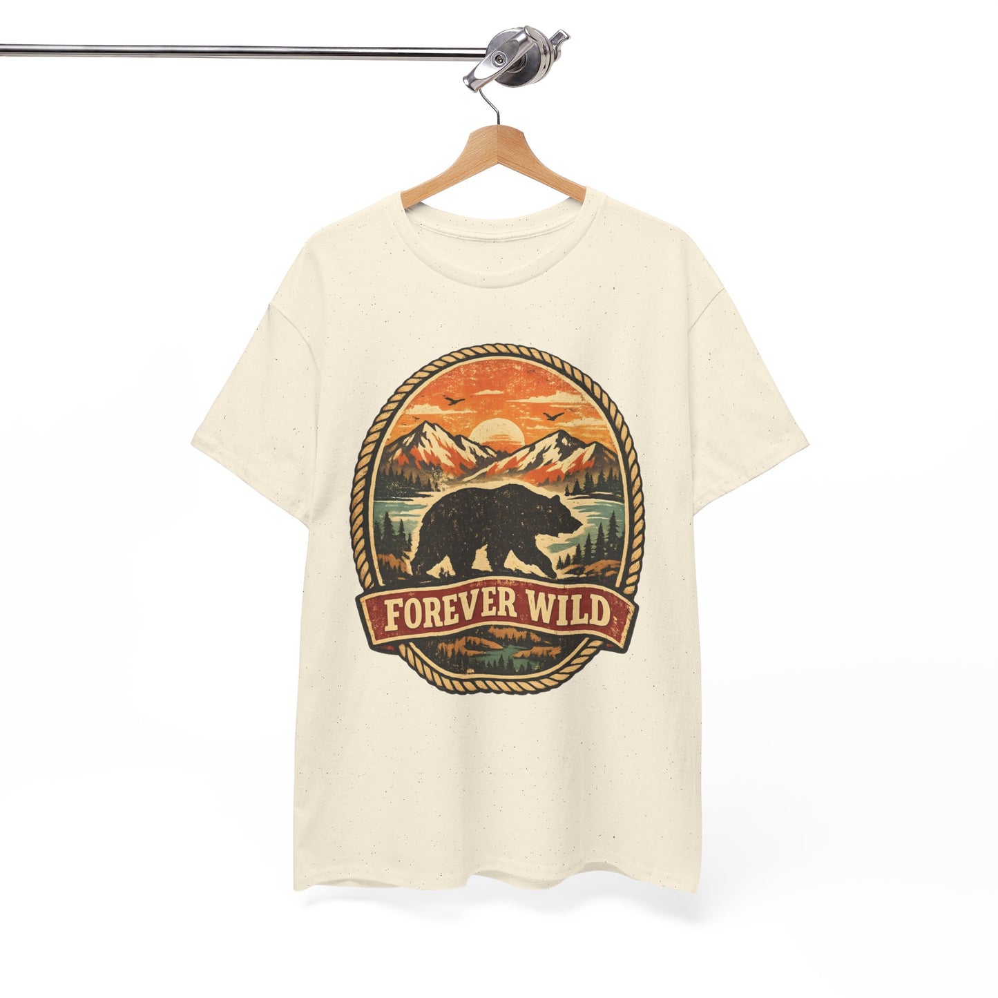 Grizzly Bear Forever Wild Badge Tee | Vintage National Park Shirt | Nature Lover Gift