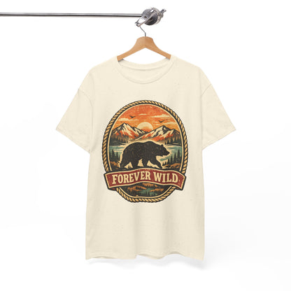 Grizzly Bear Forever Wild Badge Tee | Vintage National Park Shirt | Nature Lover Gift