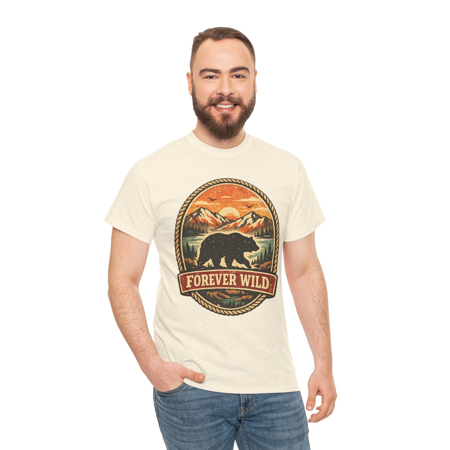 Grizzly Bear Forever Wild Badge Tee | Vintage National Park Shirt | Nature Lover Gift