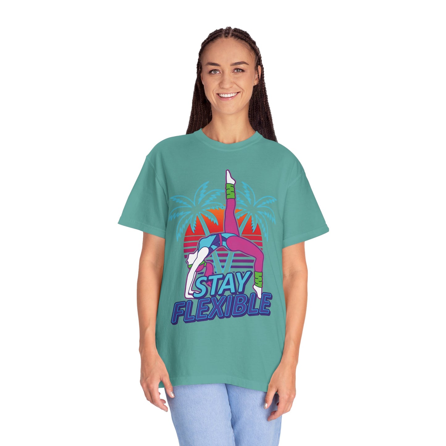 Stay Flexible Retro 80s Backbend Graphic Tee | Vintage Workout Shirt Women